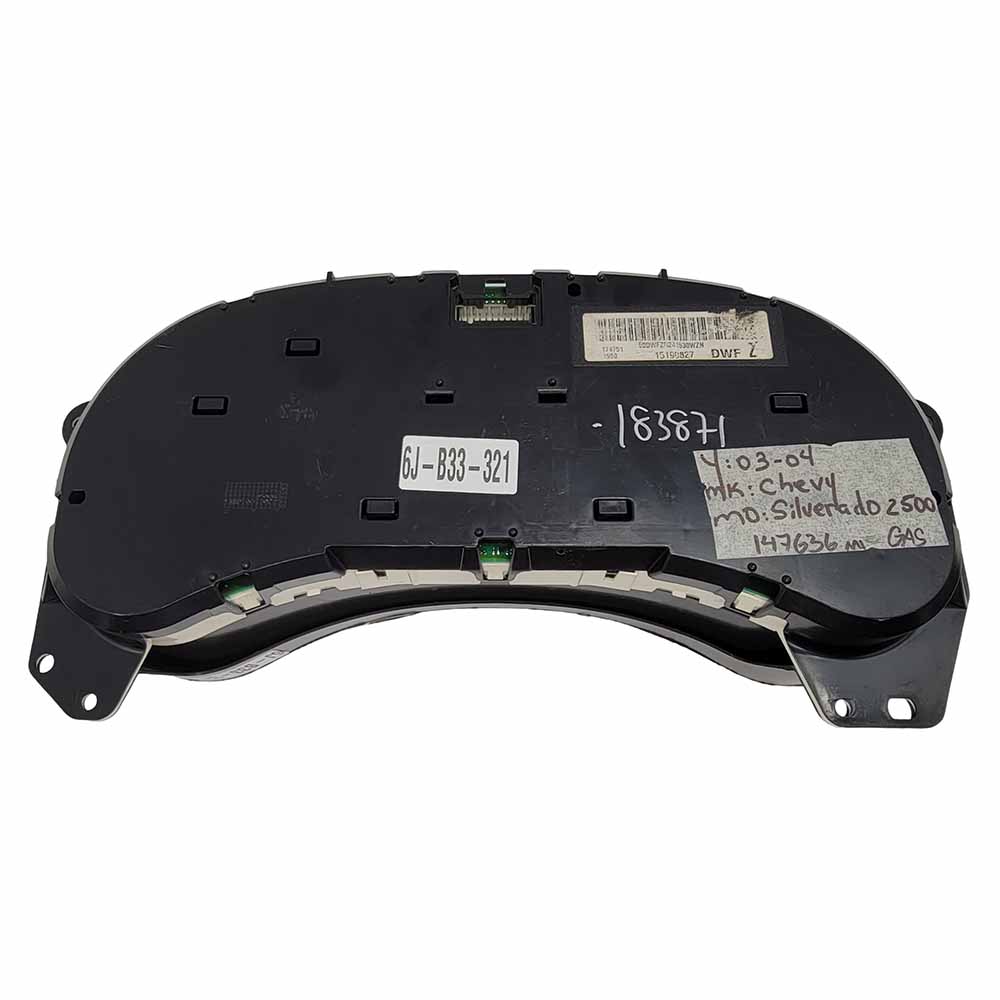 2003-2004 CHEVY SILVERADO USED INSTRUMENT CLUSTER PART# 15190827