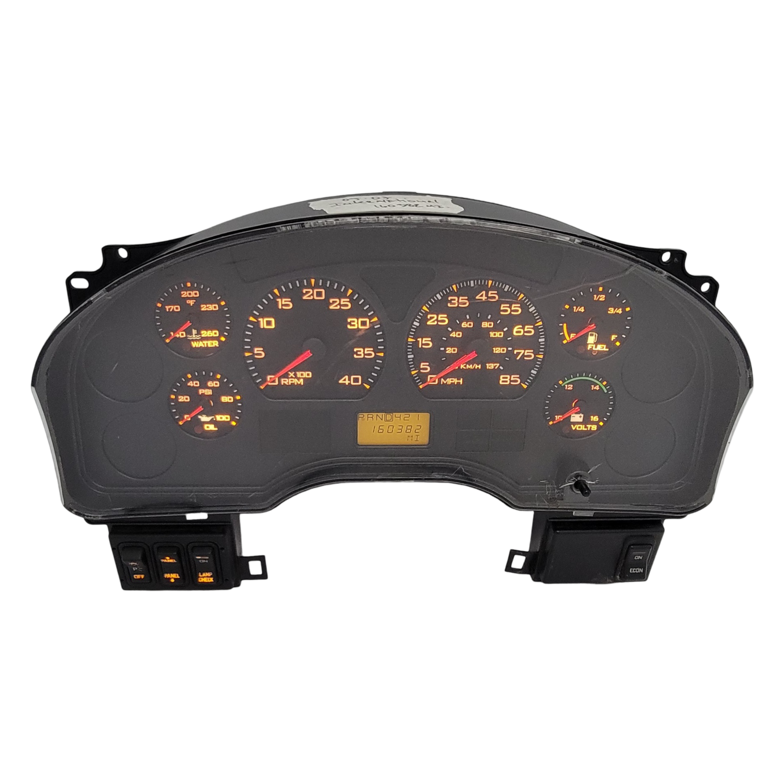 2005 INTERNATIONAL NAVISTAR 4300 USED INSTRUMENT CLUSTER PART #3581055C95 6J B180 2109 front2005 International Navistar 4300 Instrument Cluster scaled