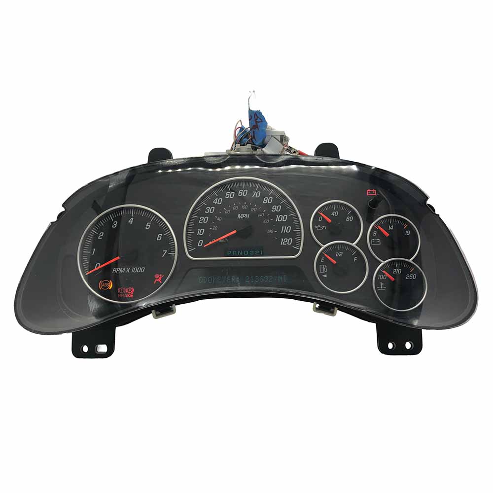 2002-2006 CHEVY ENVOY USED INSTRUMENT CLUSTER PART #15195444 6J B27 221 front2002 2006 CHEVY ENVOY Instrument Cluster