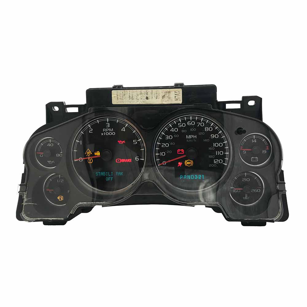 2007-2012 CHEVY SILVERADO SIERRA USED INSTRUMENT CLUSTER PART #28065619 6J B28 234 front2007 2012 CHEVY SILVERADO SIERRA Instrument Cluster