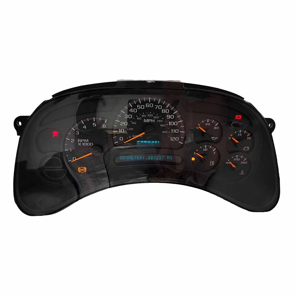 2003-2006 CHEVY SILVERADO SIERRA USED INSTRUMENT CLUSTER PART #15190826 6J B28 235 front2003 2006 CHEVY SILVERADO SIERRA Instrument Cluster