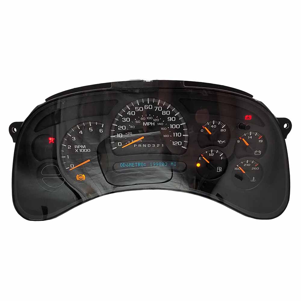 2003-2007 CHEVY SILVERADO USED INSTRUMENT CLUSTER PART #15287370 6J B28 237 front2003 2007 CHEVY SILVERADO Instrument Cluster