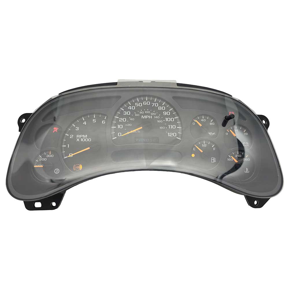 2003-2005 CHEVY SILVERADO USED INSTRUMENT CLUSTER PART #15224142 6J B28 244 front2003 2005 CHEVY TRAILBLAZER Instrument Cluster
