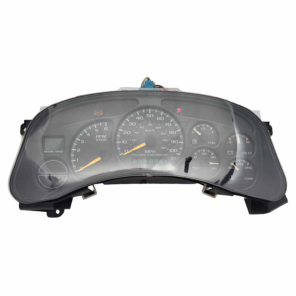 1999-2002 CHEVY SILVERADO USED INSTRUMENT CLUSTER PART #15758075 6J B29 249 front1999 2002 CHEVY SILVERADO Instrument Cluster