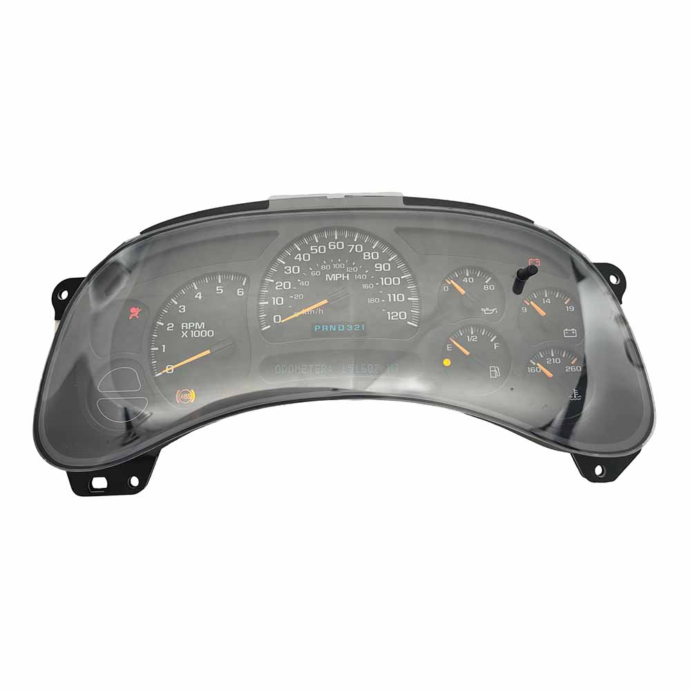 2003-2006 CHEVY SILVERADO USED INSTRUMENT CLUSTER PART #15114649 6J B30 262 front2003 2006 CHEVY SILVERADO Instrument Cluster