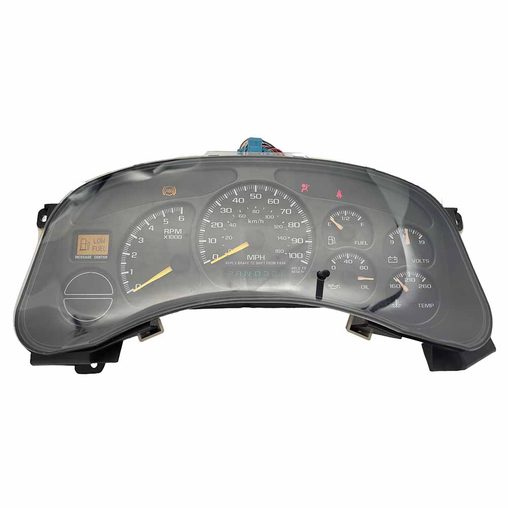 1999-2002 CHEVY SILVERADO USED INSTRUMENT CLUSTER PART #15055362 6J B30 263 front1999 2002 CHEVY SILVERADO Instrument Cluster