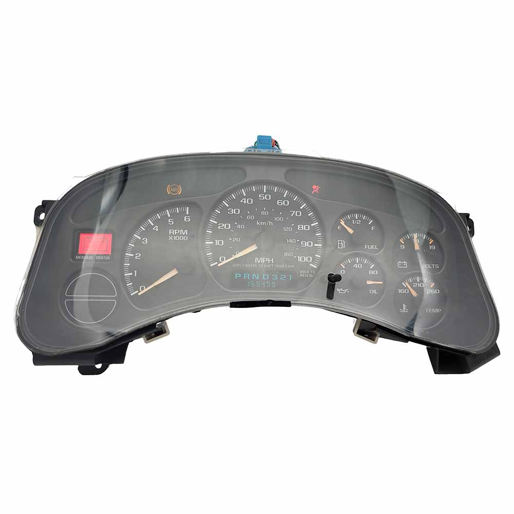 2000-2002 CHEVY SILVERADO USED INSTRUMENT CLUSTER PART #15055362 6J B30 270 front2000 2002 CHEVY SILVERADO Instrument Cluster