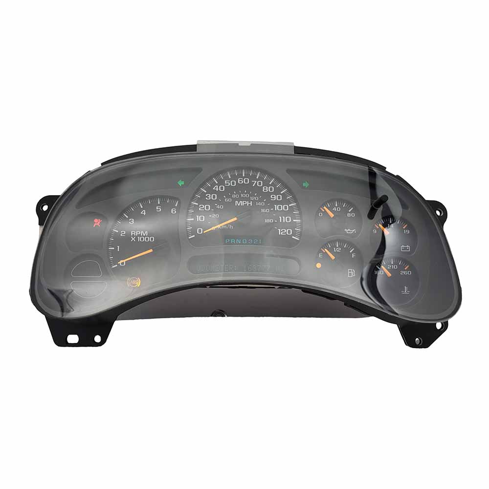 2003-2004 CHEVY SIERRA USED INSTRUMENT CLUSTER PART #15182146 6J B32 309 front2003 2004 CHEVY SIERRA Instrument Cluster