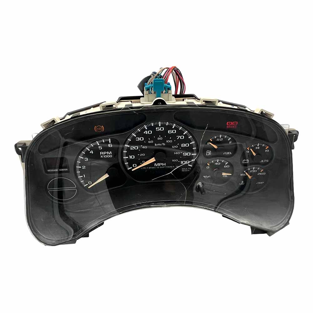 1999-2002 CHEVY SILVERADO USED INSTRUMENT CLUSTER PART #15055362 6J B33 311 front1999 2002 CHEVY SILVERADO Instrument Cluster