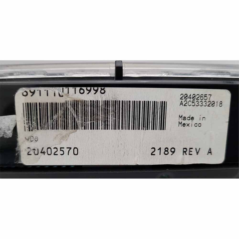 2008 MACK  USED INSTRUMENT CLUSTER PART #20402570