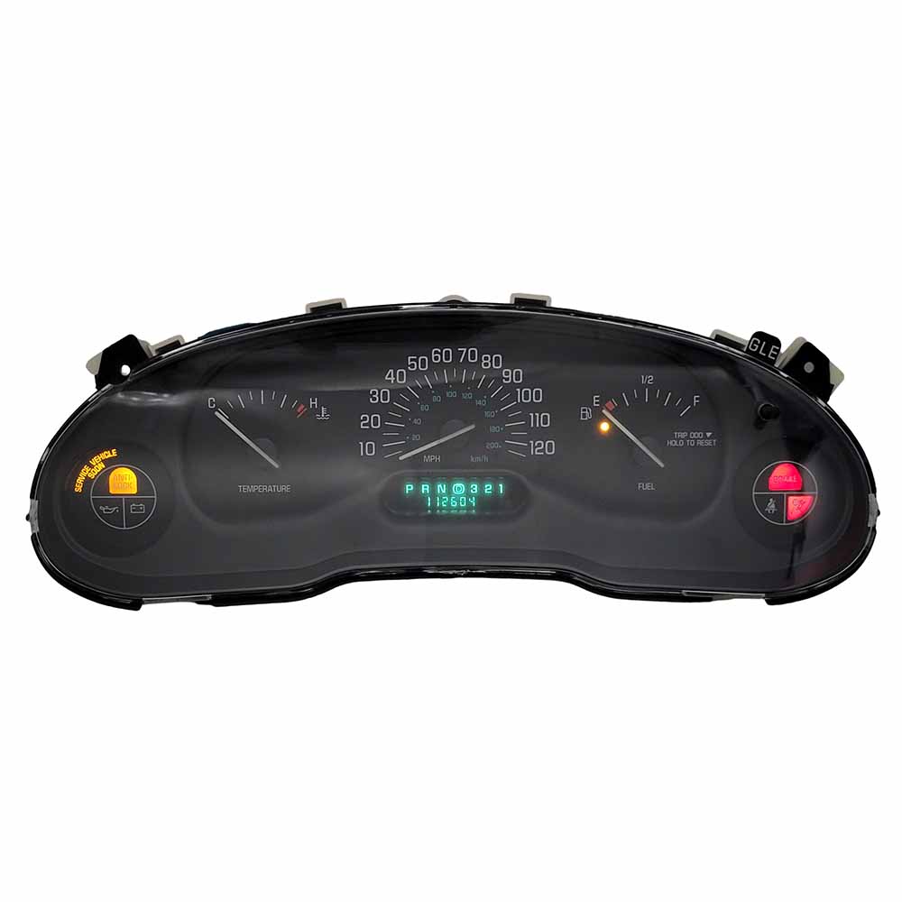 1999-2002 CHEVY TAHOE USED INSTRUMENT CLUSTER PART #150593833 6J B35 344 front1999 2002 Chevy Tahoe Instrument Cluster