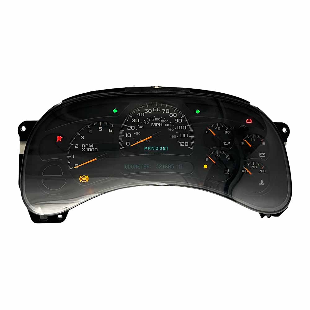 2003-2005 CHEVY SIERRA & #8211; GMC USED INSTRUMENT CLUSTER PART #15135668 6J B39 408 front2003 2005 Chevy Sierra GMC Instrument Cluster