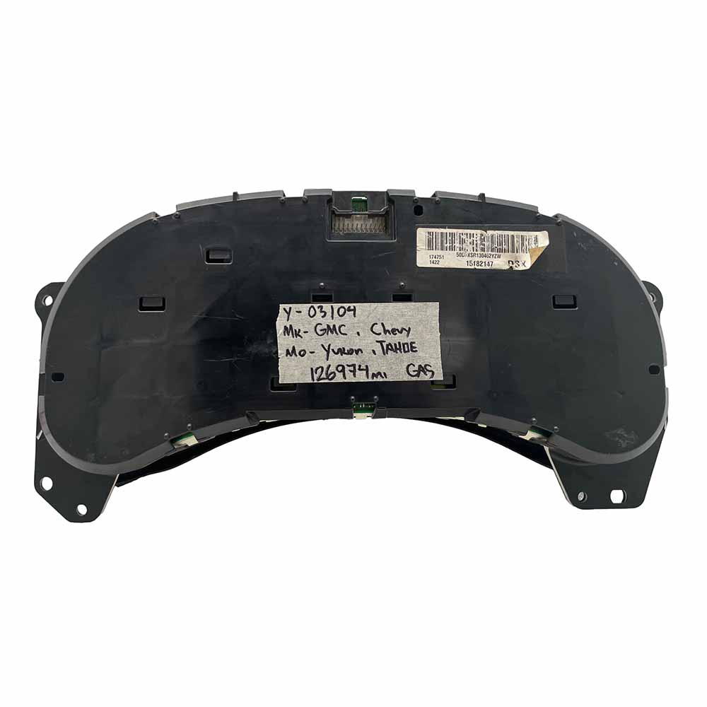 2003-2004 CHEVY YUKON USED INSTRUMENT CLUSTER PART# 15182147