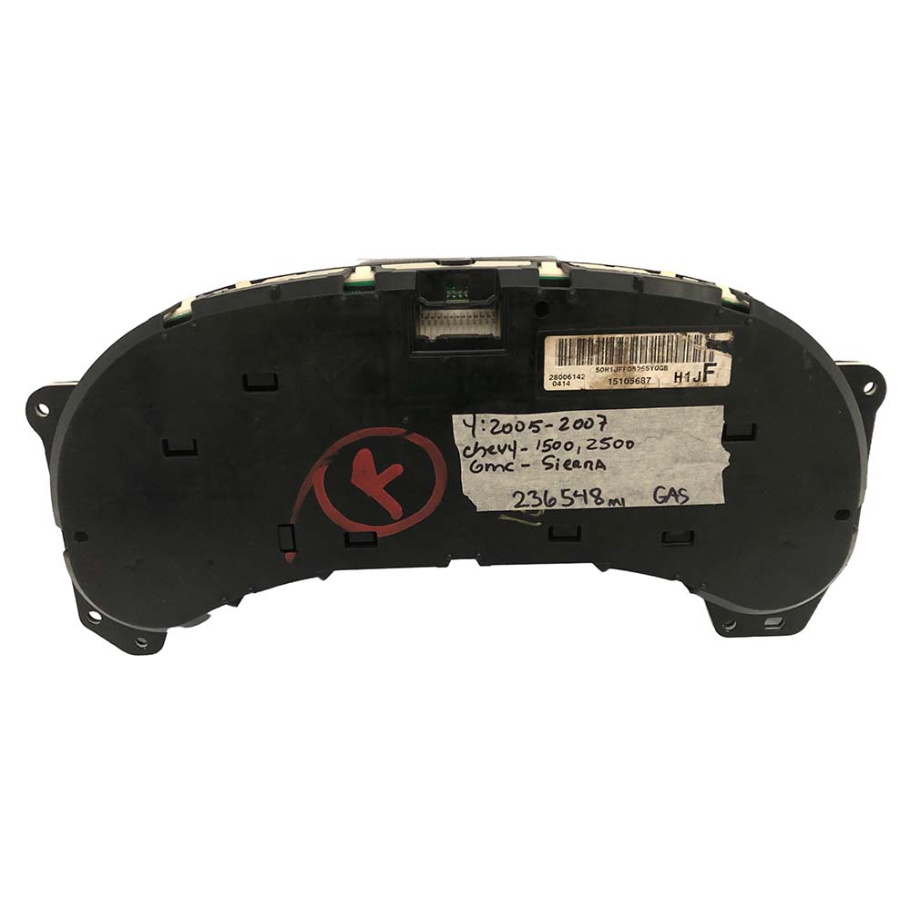 2005-2007 GMC SIERRA USED INSTRUMENT CLUSTER PART #15105687