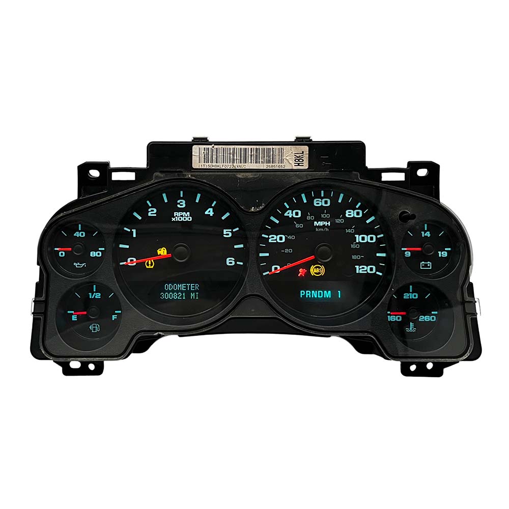 2007-2014 CHEVY SILVERADO USED INSTRUMENT CLUSTER PART #28103111 6J B44 505 front2007 2014 Chevy Silverado Instrument Cluster