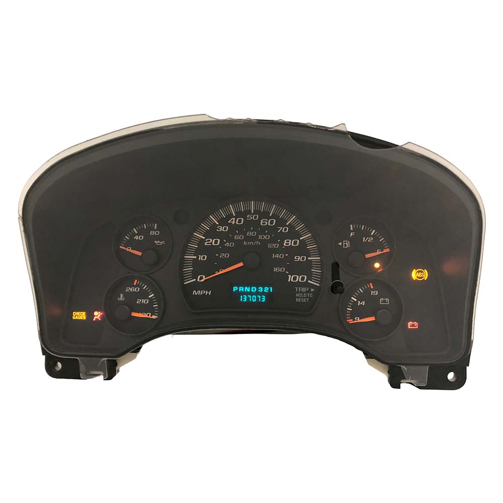 2004-2007 CHEVY EXPRESS USED INSTRUMENT CLUSTER PART #15107293 6J B44 509 front2004 2007 Chevy Express Instrument Cluster