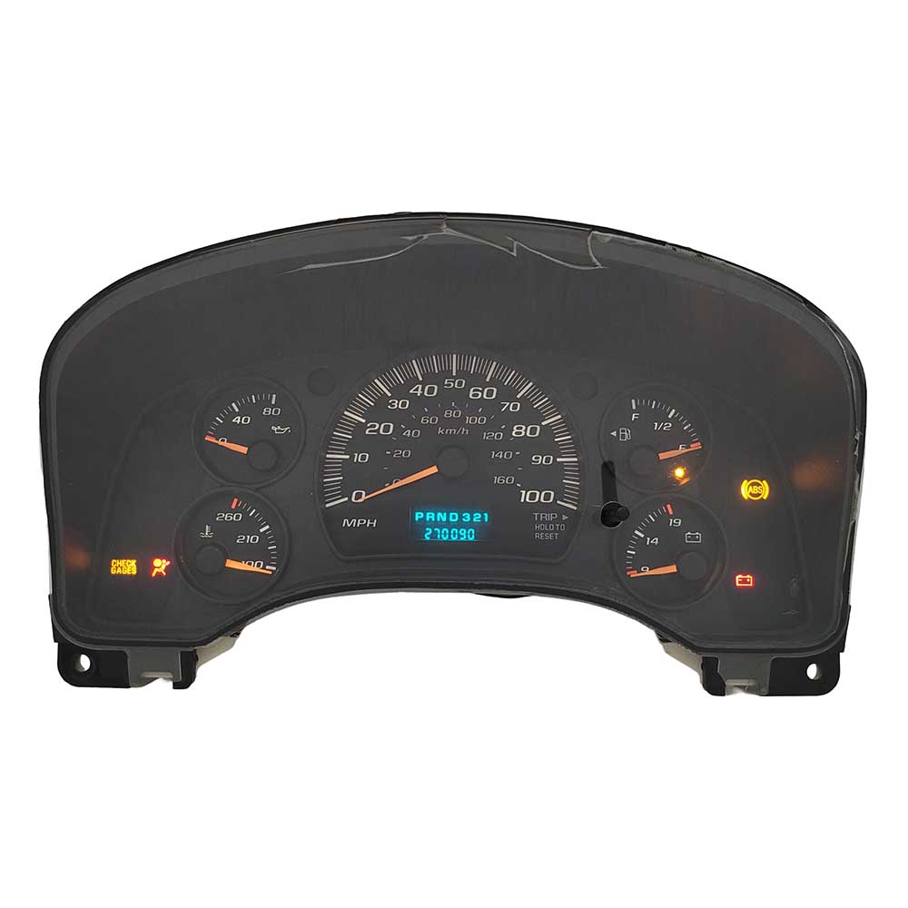 2004-2007 CHEVY EXPRESS USED INSTRUMENT CLUSTER PART #10378184 6J B45 512 front2004 2007 Chevy Express Instrument Cluster