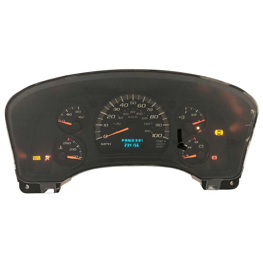 2004-2007 CHEVY EXPRESS USED INSTRUMENT CLUSTER PART #10378184 6J B45 513 front2004 2007 Chevy Express Instrument Cluster