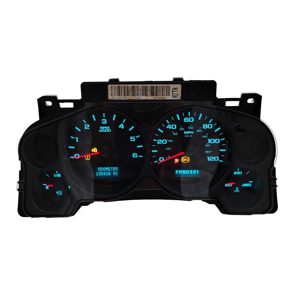2007-2013 CHEVY SILVERADO USED INSTRUMENT CLUSTER PART #28081459 6J B45 516 front2007 2013 Chevy Silverado Instrument Cluster