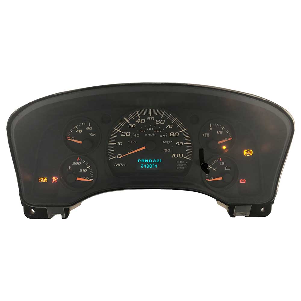 2004-2007 CHEVY EXPRESS USED INSTRUMENT CLUSTER PART # 6J B45 527 front2004 2007 Chevy Express Instrument Cluster