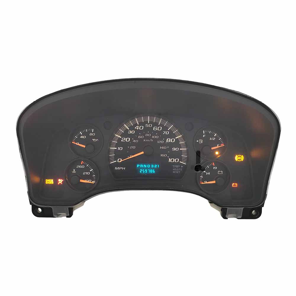 2004-2007 CHEVY EXPRESS USED INSTRUMENT CLUSTER PART #15124214 6J B46 528 front2004 2007 Chevy Express Instrument Cluster