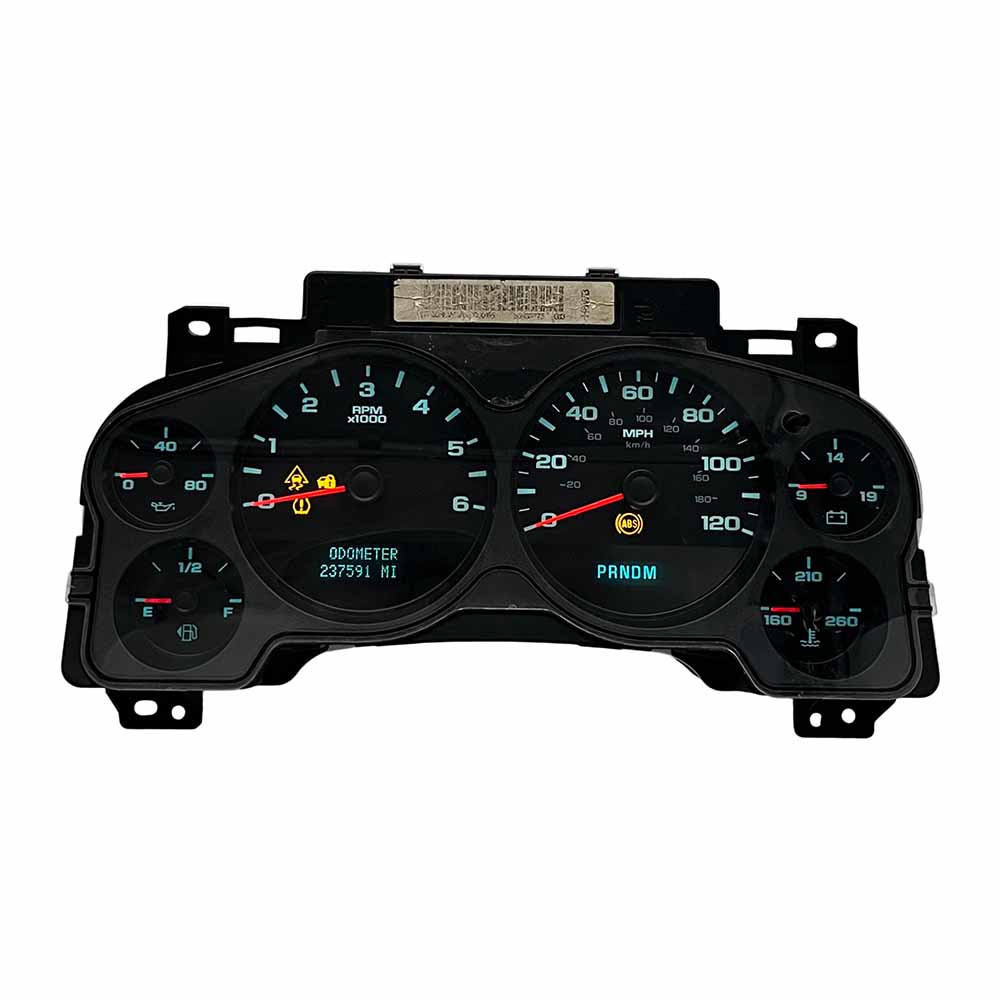 2008-2013 CHEVY SILVERADO USED INSTRUMENT CLUSTER PART #25933375 6J B46 531 front2008 2013 Chevy Silverado Instrument Cluster