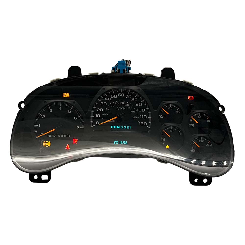 2002-2004 CHEVY TRAILBLAZER USED INSTRUMENT CLUSTER PART #15181244 6J B46 544 front2002 2004 Chevy Traiblazer Instrument Cluster