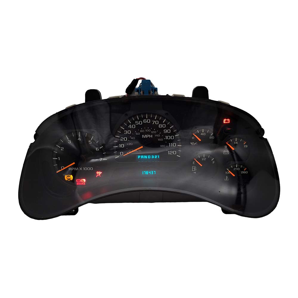 2002-2004 CHEVY TRAILBLAZER USED INSTRUMENT CLUSTER PART #15195445 6J B47 546 front2002 2004 Chevy Traiblazer Instrument Cluster