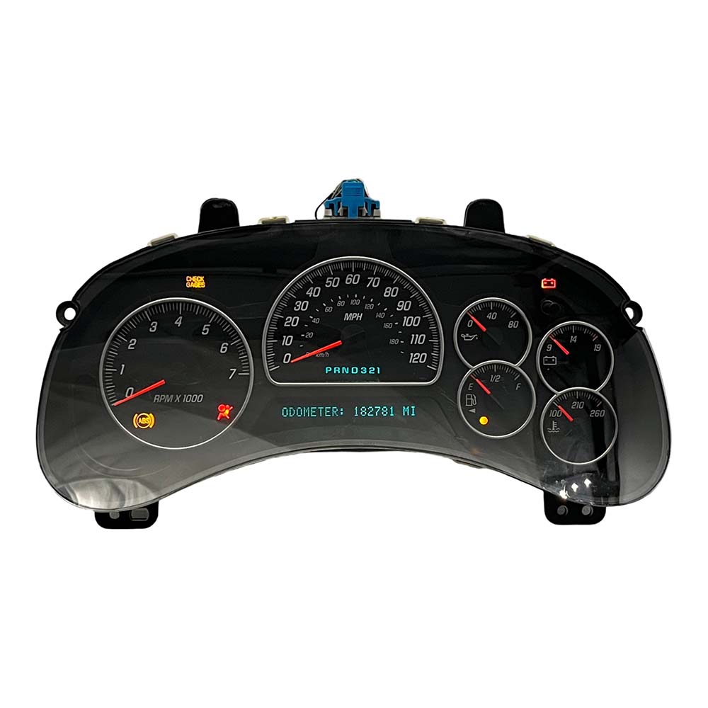 2003-2006 GMC ENVOY USED INSTRUMENT CLUSTER PART #15195444 6J B47 549 front2003 2006 GMC Envoy Instrument Cluster