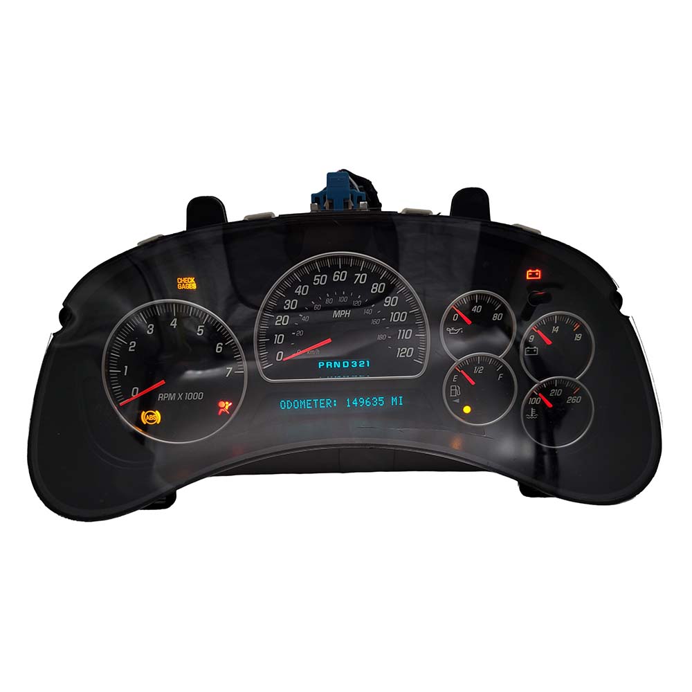 2003-2006 GMC ENVOY USED INSTRUMENT CLUSTER PART #15195444 6J B47 552 front2003 2006 GMC Envoy Instrument Cluster