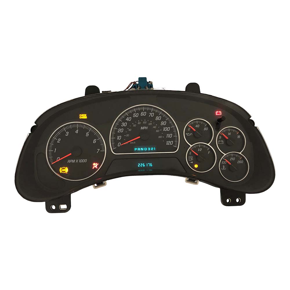 2003-2005 GMC ENVOY USED INSTRUMENT CLUSTER PART #15096861 6J B47 553 front2003 2005 GMC Envoy Instrument Cluster