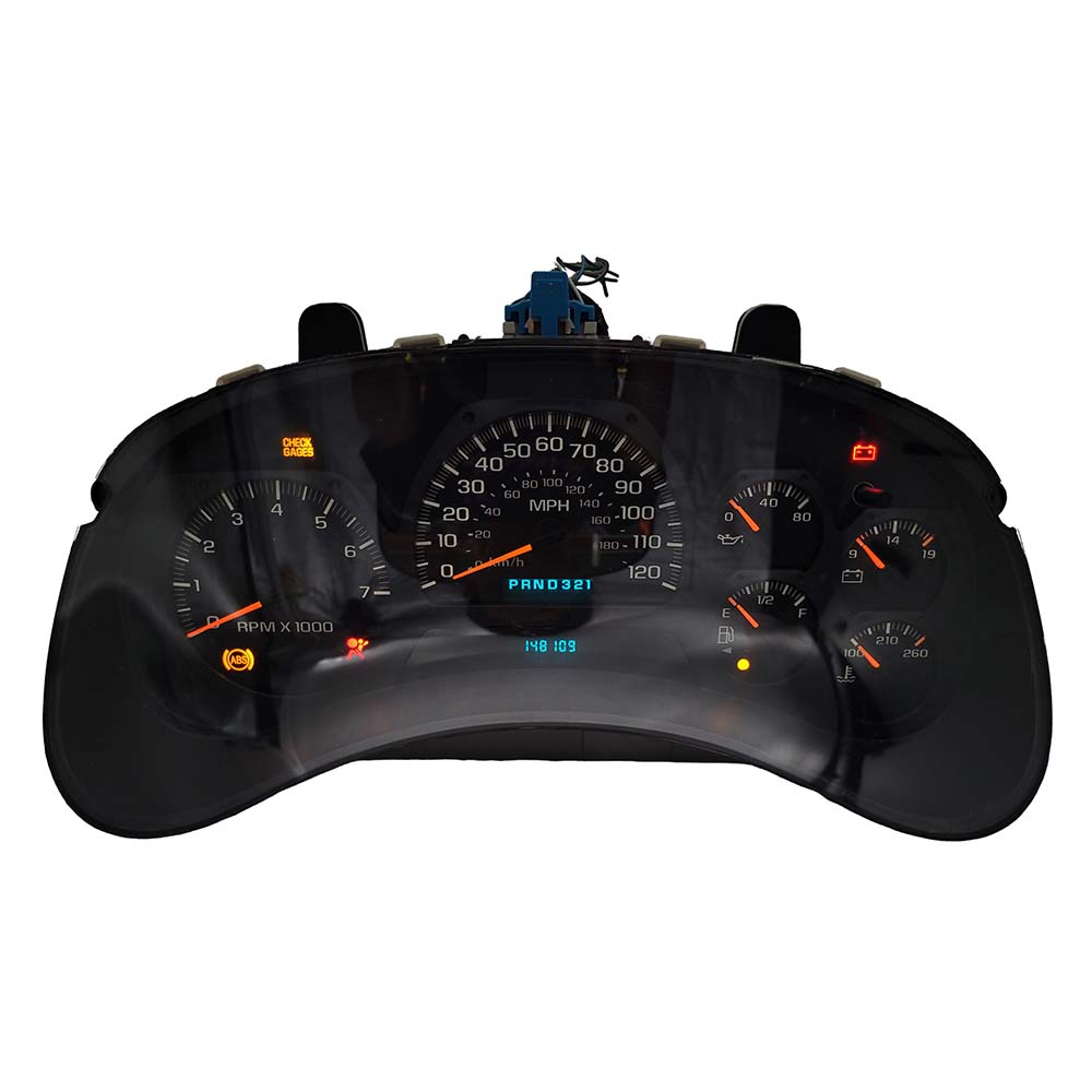 2002-2004 CHEVY TRAILBLAZER USED INSTRUMENT CLUSTER PART #15195445 6J B47 557 front2002 2004 Chevy Traiblazer Instrument Cluster