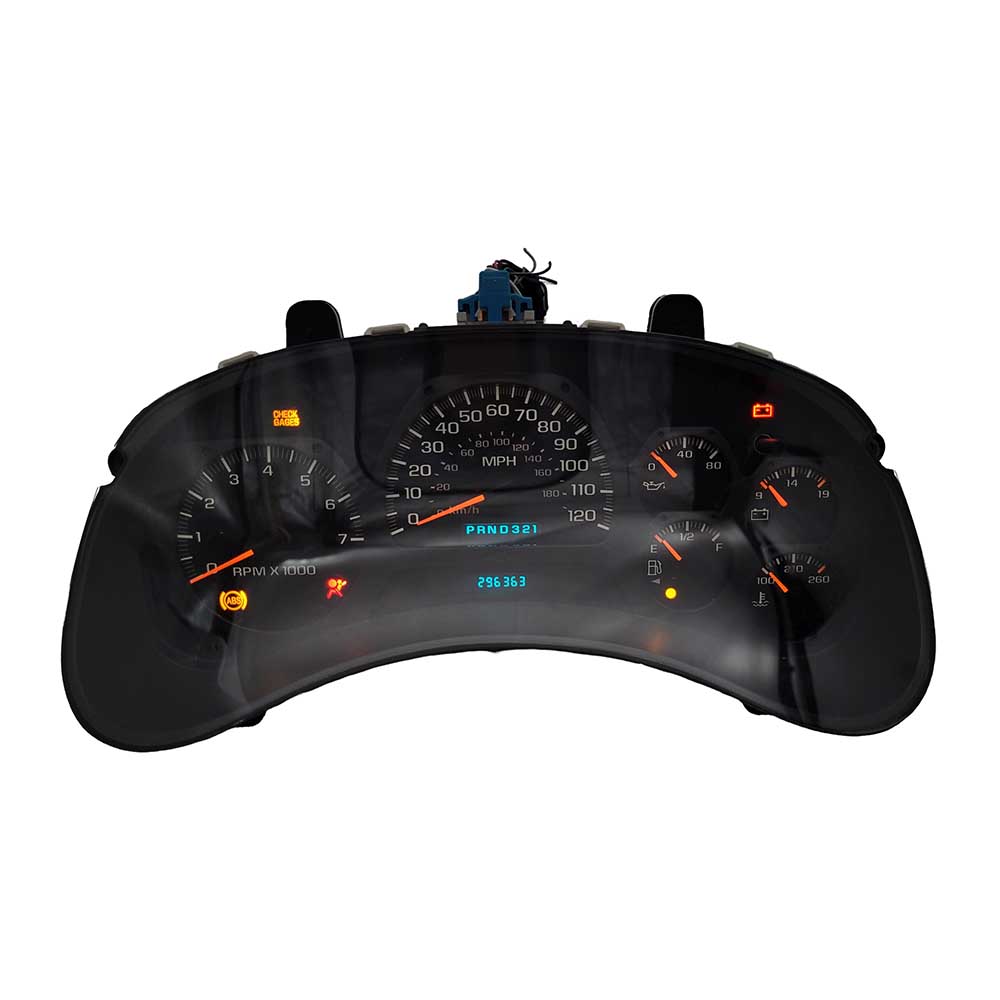 2002-2004 CHEVY TRAILBLAZER USED INSTRUMENT CLUSTER PART #15085490 6J B47 560 front2002 2004 Chevy Traiblazer Instrument Cluster