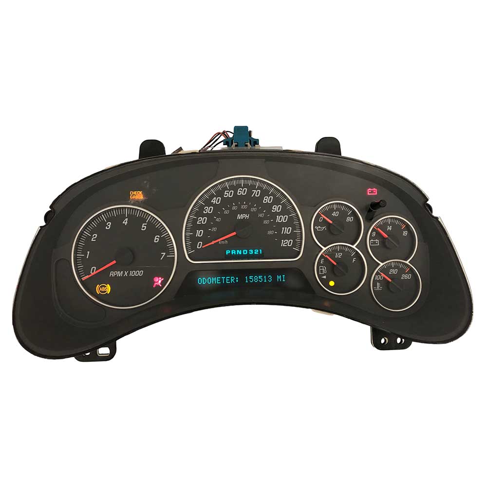 2003-2006 GMC ENVOY USED INSTRUMENT CLUSTER PART #15096866 6J B48 564 front2003 2006 GMC Envoy Instrument Cluster