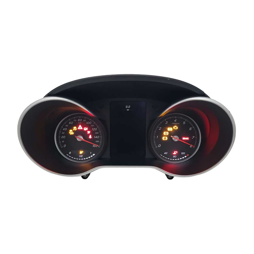 2008 MERCEDES BENZ CW205 USED INSTRUMENT CLUSTER PART #A2059003116 6J B49 578 front2008 Mercedez Benz CW205 Instrument Cluster