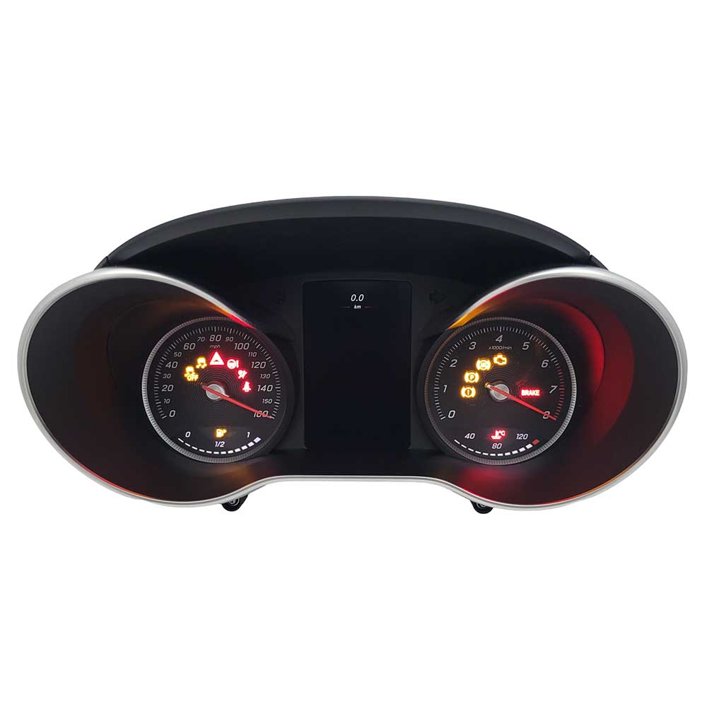 2008 MERCEDES BENZ CW205 USED INSTRUMENT CLUSTER PART #A2059003116 6J B49 580 front2008 Mercedez Benz CW205 Instrument Cluster