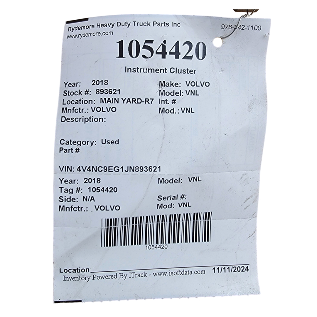 2018 FREIGHTLINER VNL USED INSTRUMENT CLUSTER PART #22805599-P01