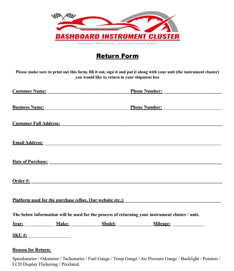 Resources return form