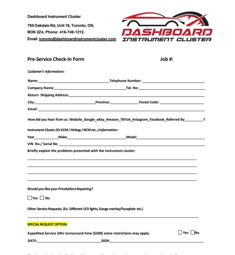 Resources PRE SERVICE FORM TORONTO